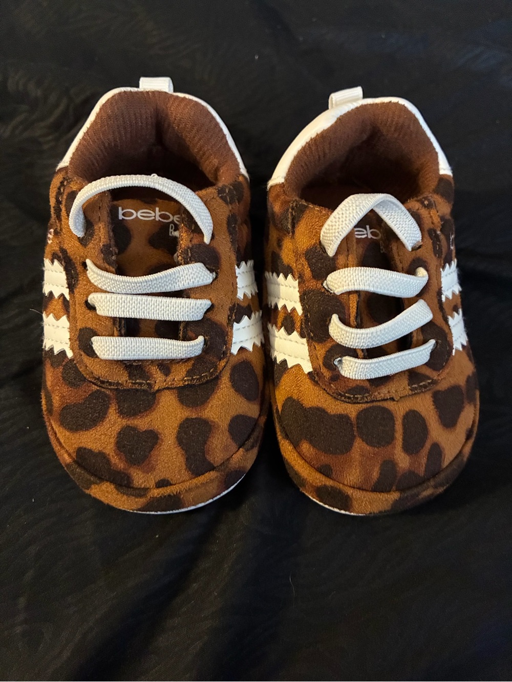 bebe Leopard-Print Baby Walker Shoes in Brown and White